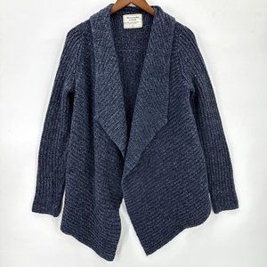 Abercrombie & Fitch Cardigan Womens Knit Sweater Open Drape Front Blue S
